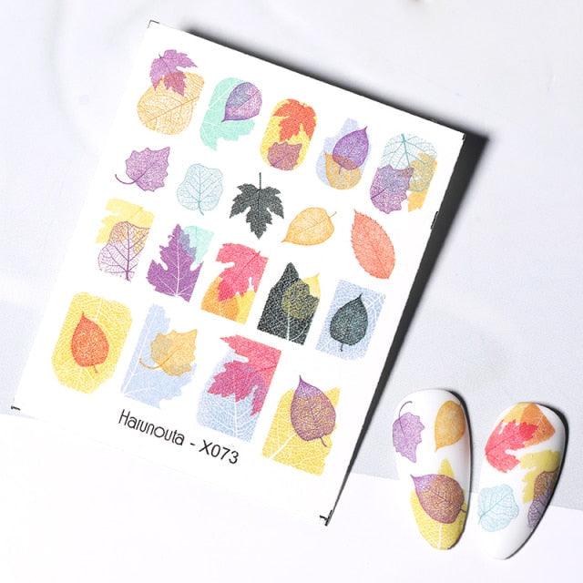 Maple Leaves 3D Nail Stickers Fall Leaf Flowers Line Sliders For Nails Self Adhesive Stickers Autumn Manicuring Decals Transfer Nail Decals Sticker For Pretty Girl Self-Adhesive Nail Decals Designer Nail Stickers for Acrylic Stevvex