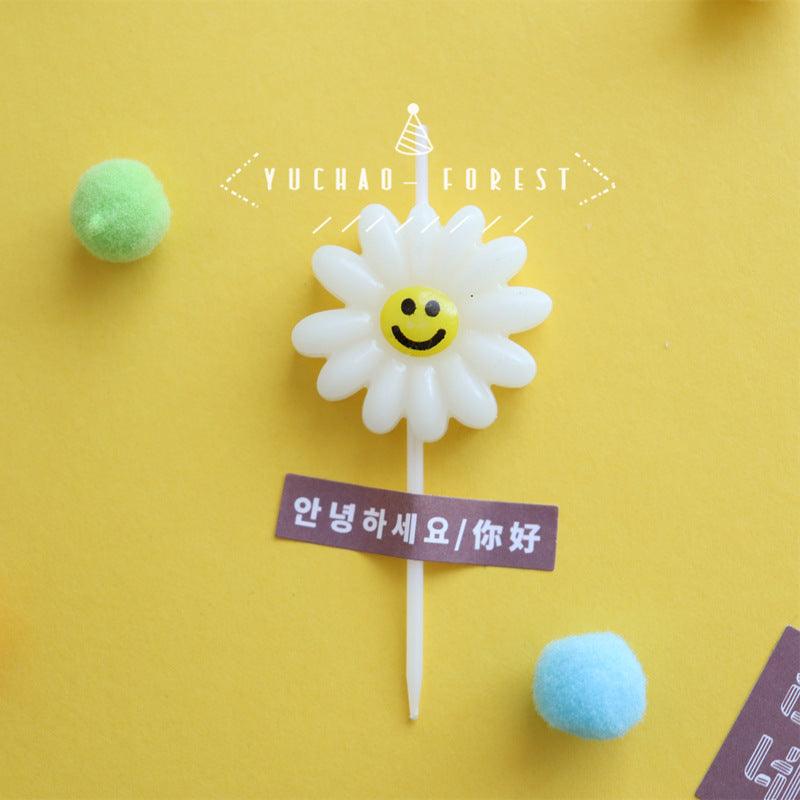 Cute Birthday Candle Daisy Birthday Candles Kids With Smiley Faces Children's Birthday Candles Birthday Cake Decorations Themed Party Supplies Lovely Flower Candles Daisy Shape Stevvex