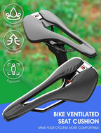Leather Bike Saddle Road Bike Front Seat Cycling Saddles For Mens Breathable Hollow Cushion Bicycle Saddle Comfort Bike Saddle Ergonomic Waterproof Bicycle Seat For Road Bike Mountain Bike Seats Stevvex