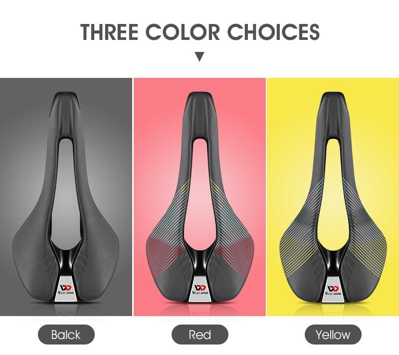 Leather Bike Saddle Road Bike Front Seat Cycling Saddles For Mens Breathable Hollow Cushion Bicycle Saddle Comfort Bike Saddle Ergonomic Waterproof Bicycle Seat For Road Bike Mountain Bike Seats Stevvex