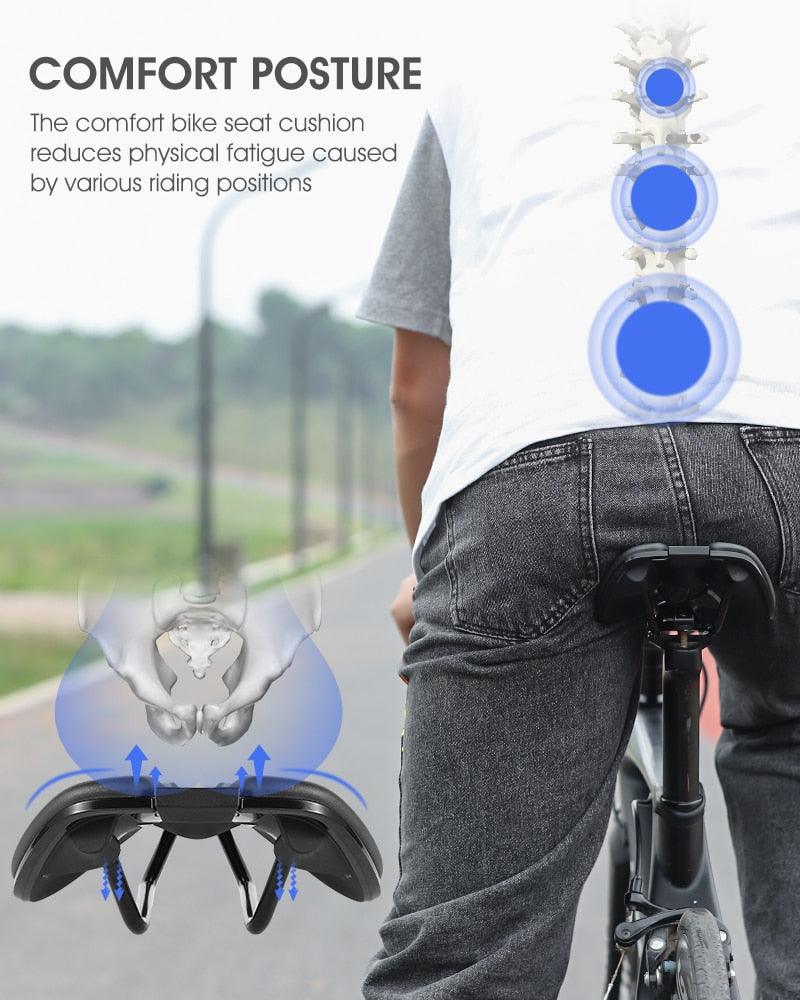 Leather Bike Saddle Road Bike Front Seat Cycling Saddles For Mens Breathable Hollow Cushion Bicycle Saddle Comfort Bike Saddle Ergonomic Waterproof Bicycle Seat For Road Bike Mountain Bike Seats Stevvex