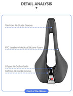 Leather Bike Saddle Road Bike Front Seat Cycling Saddles For Mens Breathable Hollow Cushion Bicycle Saddle Comfort Bike Saddle Ergonomic Waterproof Bicycle Seat For Road Bike Mountain Bike Seats Stevvex