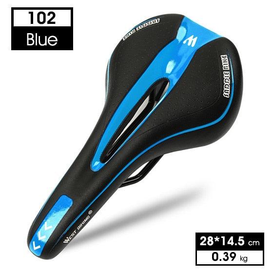 Leather Bike Saddle Road Bike Front Seat Cycling Saddles For Mens Breathable Hollow Cushion Bicycle Saddle Comfort Bike Saddle Ergonomic Waterproof Bicycle Seat For Road Bike Mountain Bike Seats Stevvex
