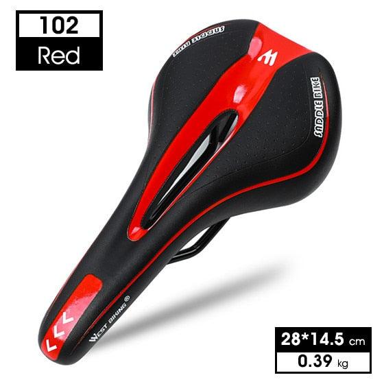 Leather Bike Saddle Road Bike Front Seat Cycling Saddles For Mens Breathable Hollow Cushion Bicycle Saddle Comfort Bike Saddle Ergonomic Waterproof Bicycle Seat For Road Bike Mountain Bike Seats Stevvex