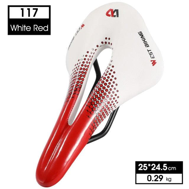 Leather Bike Saddle Road Bike Front Seat Cycling Saddles For Mens Breathable Hollow Cushion Bicycle Saddle Comfort Bike Saddle Ergonomic Waterproof Bicycle Seat For Road Bike Mountain Bike Seats Stevvex