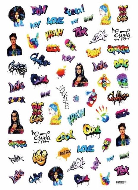 New Super Thin Self-Adhesive  Letter 3d Nail Decal Stickers Manicure Nail Art Decoration Accessories Holographic Old English Character Nail Self-Adhesive Sticker English Font Design Manicure Design Water Sliders Decorations Accessories Stevvex