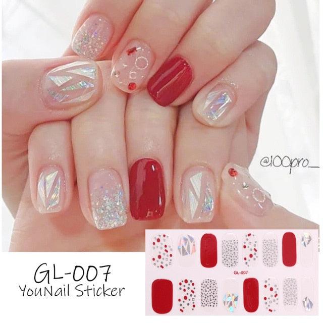 Glitter Series Shiny Manicure Decoration Designed Nail Art Stickers Nail Decoration Nail Wraps Shiny Tattoos Kids Nails Art Decoration Nail Strips Shiny French Tip Guides Stickers French Nail Stickers Form Fringe Guides Stevvex