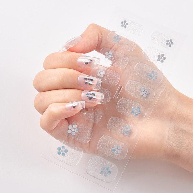 Glitter Series Shiny Manicure Decoration Designed Nail Art Stickers Nail Decoration Nail Wraps Shiny Tattoos Kids Nails Art Decoration Nail Strips Shiny French Tip Guides Stickers French Nail Stickers Form Fringe Guides Stevvex