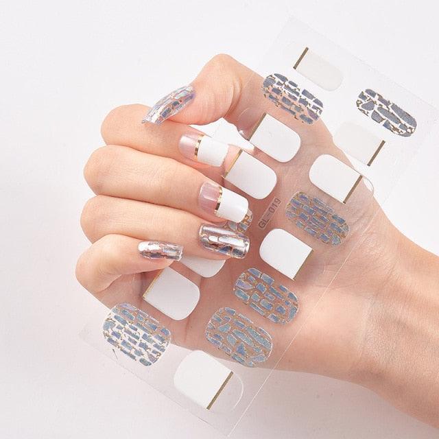 Glitter Series Shiny Manicure Decoration Designed Nail Art Stickers Nail Decoration Nail Wraps Shiny Tattoos Kids Nails Art Decoration Nail Strips Shiny French Tip Guides Stickers French Nail Stickers Form Fringe Guides Stevvex
