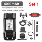 4000mAh Bike LED Lights Bicycle Computer With Horn USB Rechargeable Flashlight Bike Speedometer Waterproof USB Rechargeable Bicycle Computer With Loud Bike Bell Waterproof Bike Odometer