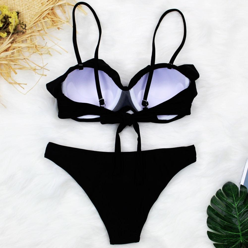 Female Two Piece Swimsuit Low Waist Bikini Floral Printing Swimwear Push Up Bathing Suit  Detachable Padded Push Up Striped Bikini Set Two Piece Swimsuit Ladies Vintage Lace Bikini Sets Beach Swimwear Stevvex