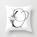 Black Alphabet Flower Print Pillow Cover White Polyester Modern Cushion Cover Decorative Pillowcase For Sofa Bed Chair Car Throw Pillow Covers Decorative Pillow Cases ABC Letter Cushion Covers Square Pillow Protectors Home Decor 45x45cm Stevvex