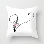 Black Alphabet Flower Print Pillow Cover White Polyester Modern Cushion Cover Decorative Pillowcase For Sofa Bed Chair Car Throw Pillow Covers Decorative Pillow Cases ABC Letter Cushion Covers Square Pillow Protectors Home Decor 45x45cm Stevvex