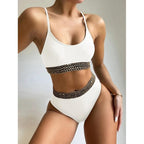 Luxury Women Black Bikini High Waist Swimwear Female 2 Pieces Set Swimsuit Bathing Suit Women Beach Women's High Waisted Bandage Bikini Set Two Piece Push Up Swimsuits Stevvex