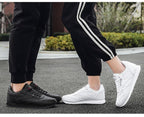 Autumn Womens Mens Sneakers Black Fashion Vulcanized Shoes Lace-up Casual Flats Light Couple Fashion Sneakers Breathable Casual Comfortable Lightweight Sneakers Stevvex
