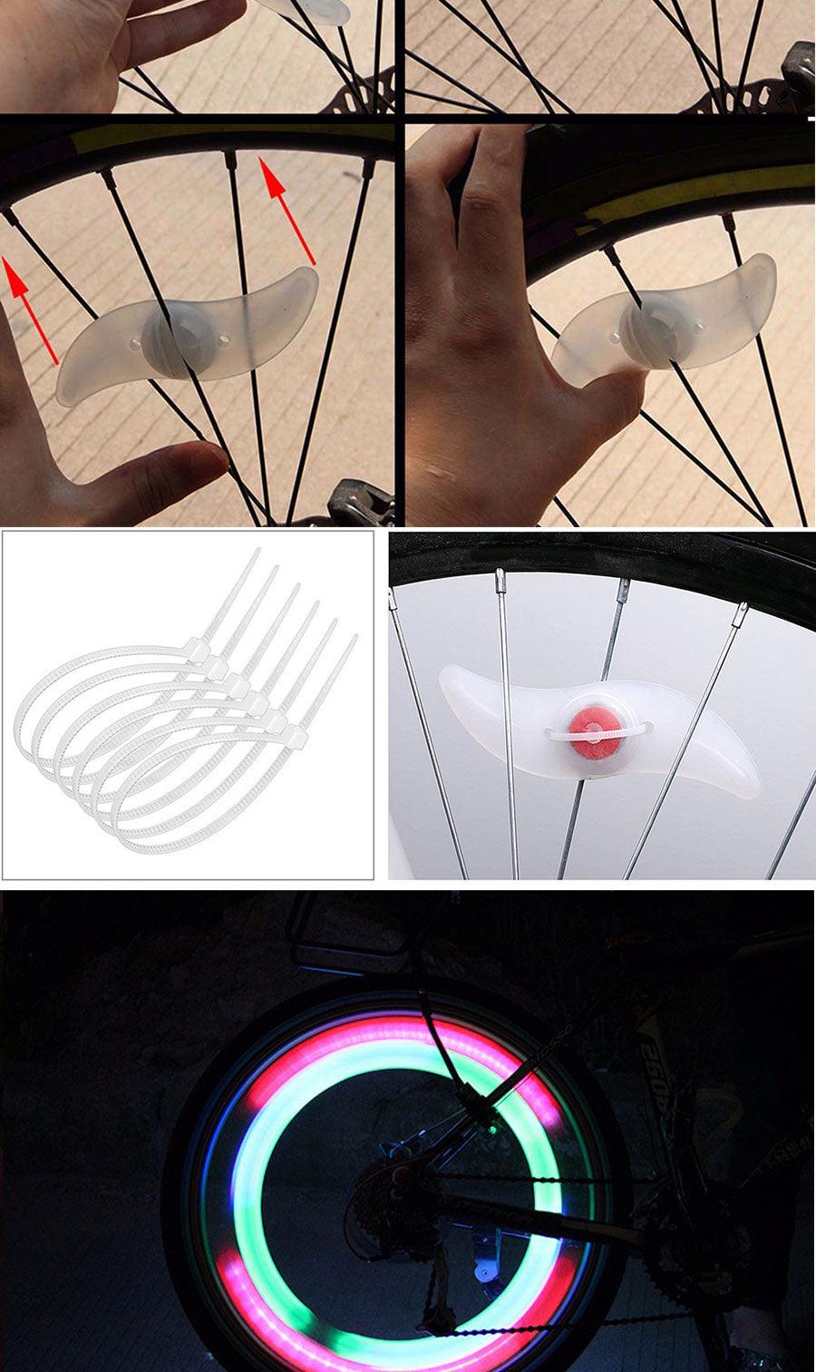 Bike Spoke Light Bicycle Wire Tyre Silicone LED Cycling Wheel Wire Warning Glowing Lamp Ultra Bright Waterproof Bicycle Spoke Lights Cycling Decoration Safety Warning Tire Strip Light Stevvex