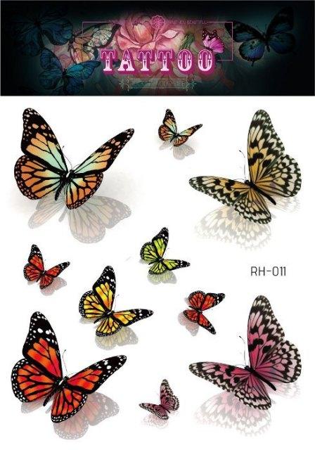 1 Pc Butterfly 3D Temporary Tattoo 52 Style Waterproof Butterfly Tattoos Stickers Temporary Colorful Design For Womens Stevvex