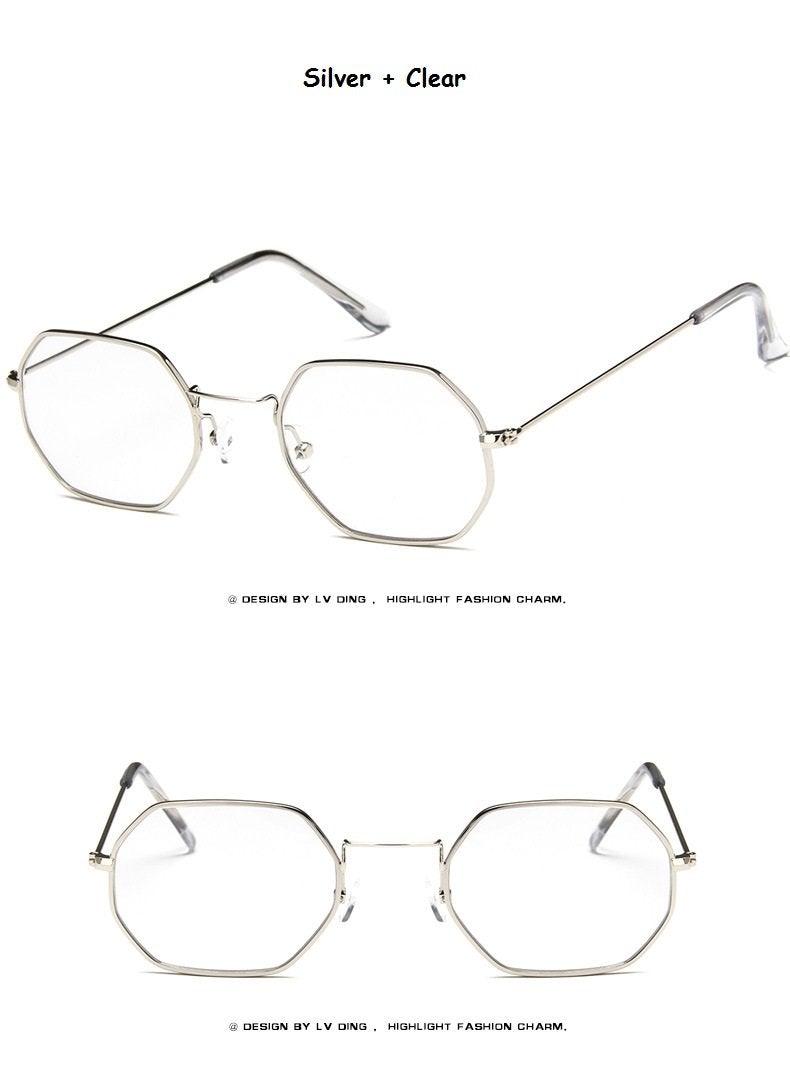 Small Polygon Women Men Sunglasses Delicate Metal Polygon Sunglasses For Women Classic Retro Small Size Frame Women Sunglasses Design Glasses for Men Stevvex