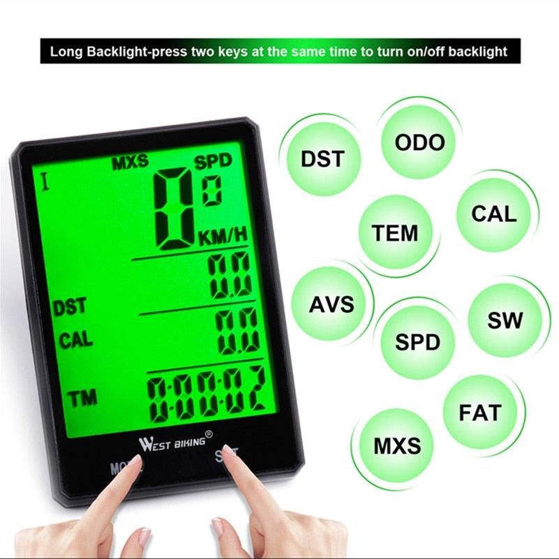 Bicycle Computer Digital Speedometer Backlight Wireless Wired Bike Stopwatch Computer Waterproof Backlight With Digital LCD Display For Outdoor Cycling And Fitness Multi-Function Gifts For Bikers Men Stevvex