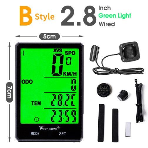 Bicycle Computer Digital Speedometer Backlight Wireless Wired Bike Stopwatch Computer Waterproof Backlight With Digital LCD Display For Outdoor Cycling And Fitness Multi-Function Gifts For Bikers Men Stevvex