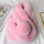 New Winter Solid Color Warm Thicken Soft Collar Scarf Faux Rabbit Fur Neckerchief Plush Warm Hot Scarfs Cross Collar Scarf Shawl Solid With Pearl Elegant For Women Stevvex