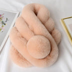 New Winter Solid Color Warm Thicken Soft Collar Scarf Faux Rabbit Fur Neckerchief Plush Warm Hot Scarfs Cross Collar Scarf Shawl Solid With Pearl Elegant For Women Stevvex