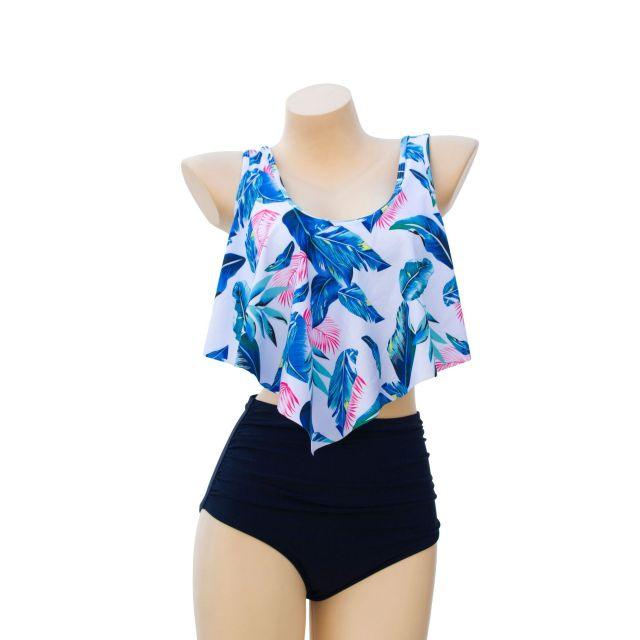 Women High Waist Bikini Plus Size Swimwear Summer Swimsuit Beach Bathing Suit Ruffle Bikini  Floral Printed Ruffle High Waist Bikini Set Women's Tummy Control Bathing Suit Swimsuit Flounce Peplum Stevvex