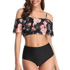 Women High Waist Bikini Plus Size Swimwear Summer Swimsuit Beach Bathing Suit Ruffle Bikini  Floral Printed Ruffle High Waist Bikini Set Women's Tummy Control Bathing Suit Swimsuit Flounce Peplum Stevvex