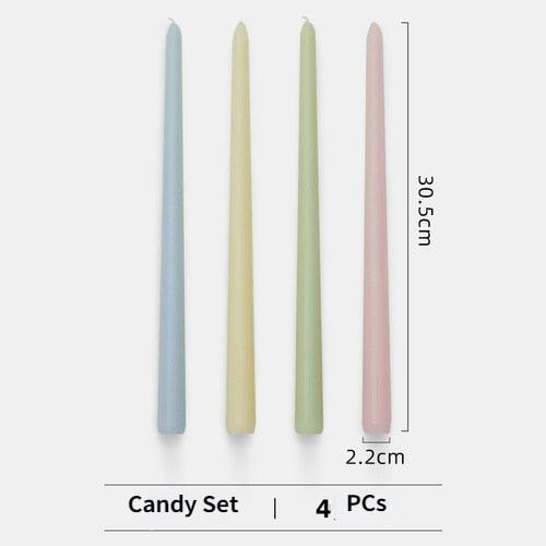 4pc Unscented 12" Candles Colored Long Stick Candle Smokeless Home Wedding Centerpiece Birthday Candle Tall Taper Candles Dripless Unscented Dinner Candle Paraffin Wax Candles Stevvex