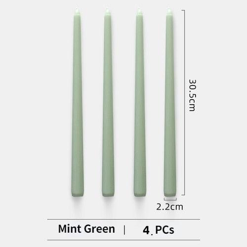 4pc Unscented 12" Candles Colored Long Stick Candle Smokeless Home Wedding Centerpiece Birthday Candle Tall Taper Candles Dripless Unscented Dinner Candle Paraffin Wax Candles Stevvex