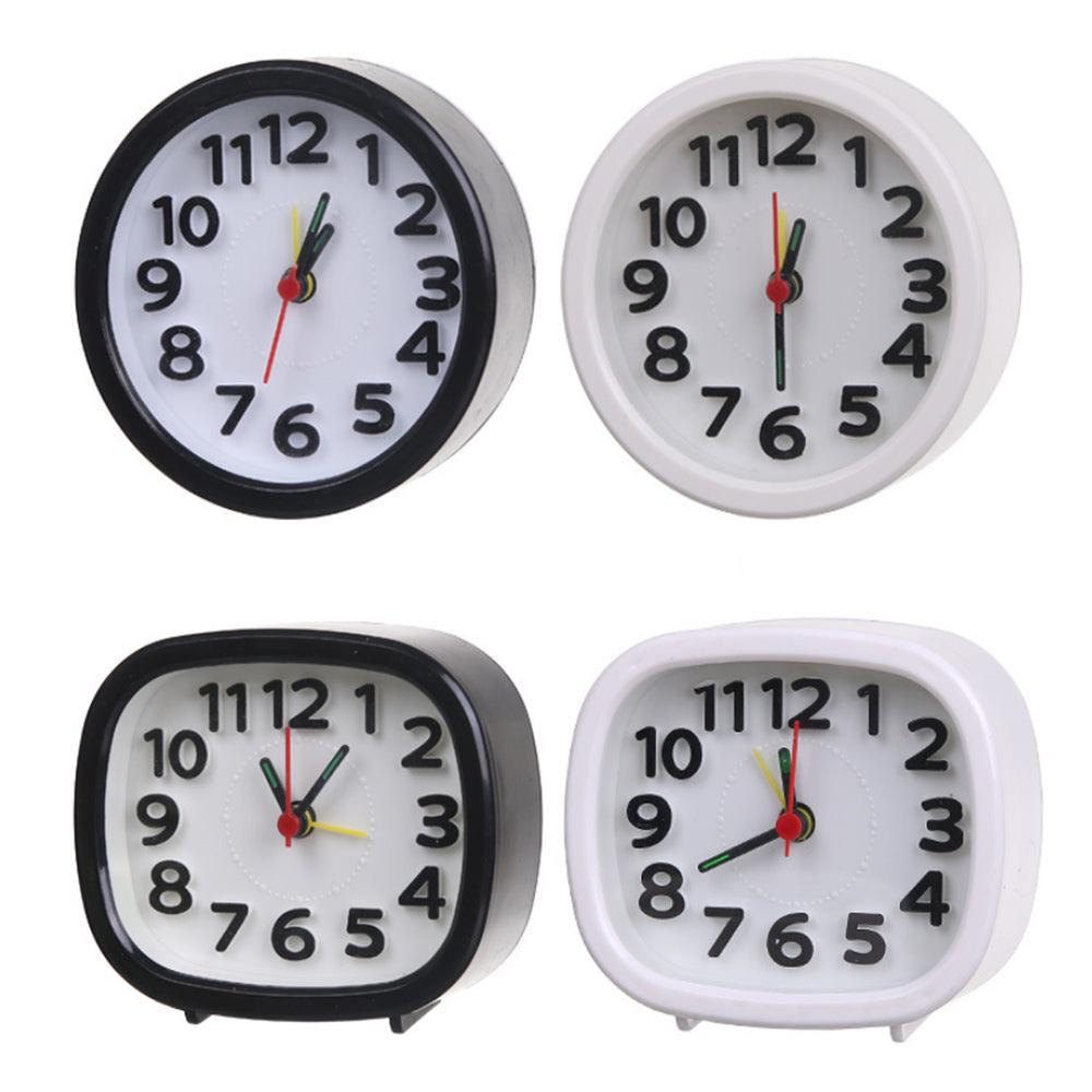 Square Round Small Alarm Clock Snooze Silent Sweeping Wake Up Table Clock Travel Alarm Clock Analog Small Simple Battery Operated Clock Non Ticking Alarm Clock Snooze Light Functions Bedside Table Clock  Battery Powered Compact Portable Travel Alarm Clock Stevvex