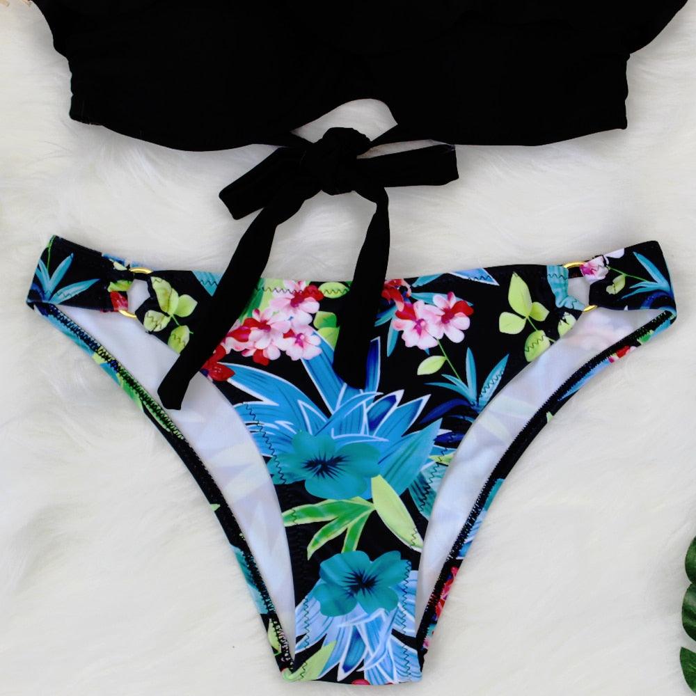 Female Two Piece Swimsuit Low Waist Bikini Floral Printing Swimwear Push Up Bathing Suit  Detachable Padded Push Up Striped Bikini Set Two Piece Swimsuit Ladies Vintage Lace Bikini Sets Beach Swimwear Stevvex