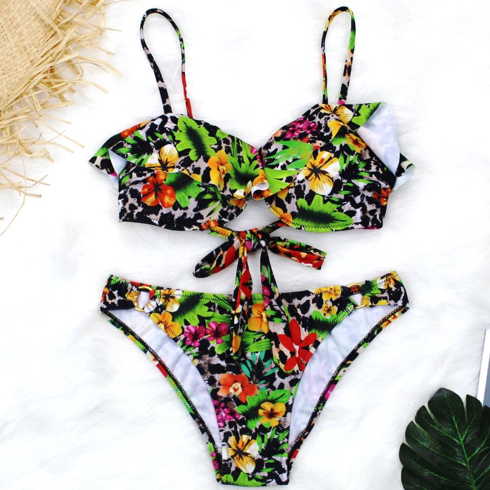 Female Two Piece Swimsuit Low Waist Bikini Floral Printing Swimwear Push Up Bathing Suit  Detachable Padded Push Up Striped Bikini Set Two Piece Swimsuit Ladies Vintage Lace Bikini Sets Beach Swimwear Stevvex