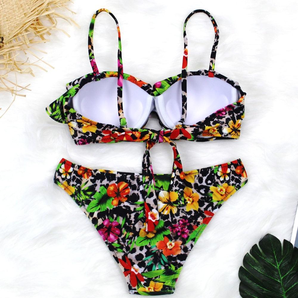 Female Two Piece Swimsuit Low Waist Bikini Floral Printing Swimwear Push Up Bathing Suit  Detachable Padded Push Up Striped Bikini Set Two Piece Swimsuit Ladies Vintage Lace Bikini Sets Beach Swimwear Stevvex