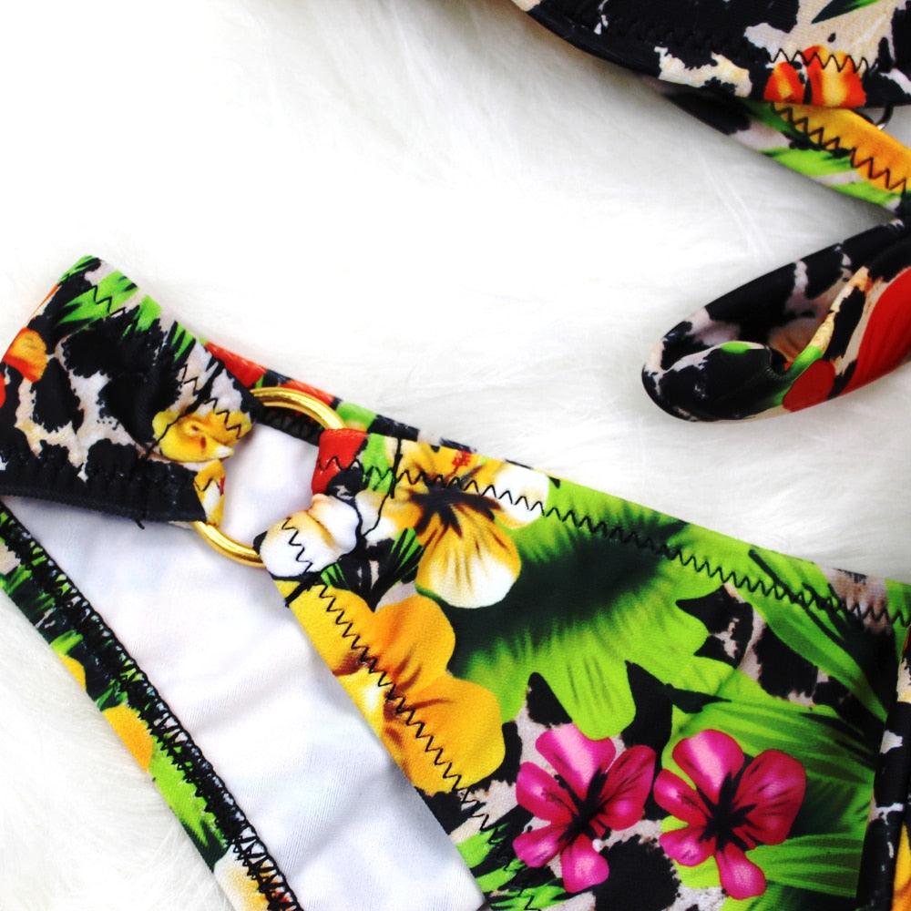 Female Two Piece Swimsuit Low Waist Bikini Floral Printing Swimwear Push Up Bathing Suit  Detachable Padded Push Up Striped Bikini Set Two Piece Swimsuit Ladies Vintage Lace Bikini Sets Beach Swimwear Stevvex
