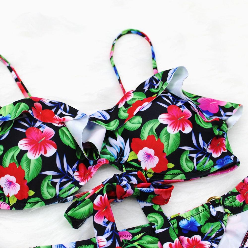 Female Two Piece Swimsuit Low Waist Bikini Floral Printing Swimwear Push Up Bathing Suit  Detachable Padded Push Up Striped Bikini Set Two Piece Swimsuit Ladies Vintage Lace Bikini Sets Beach Swimwear Stevvex