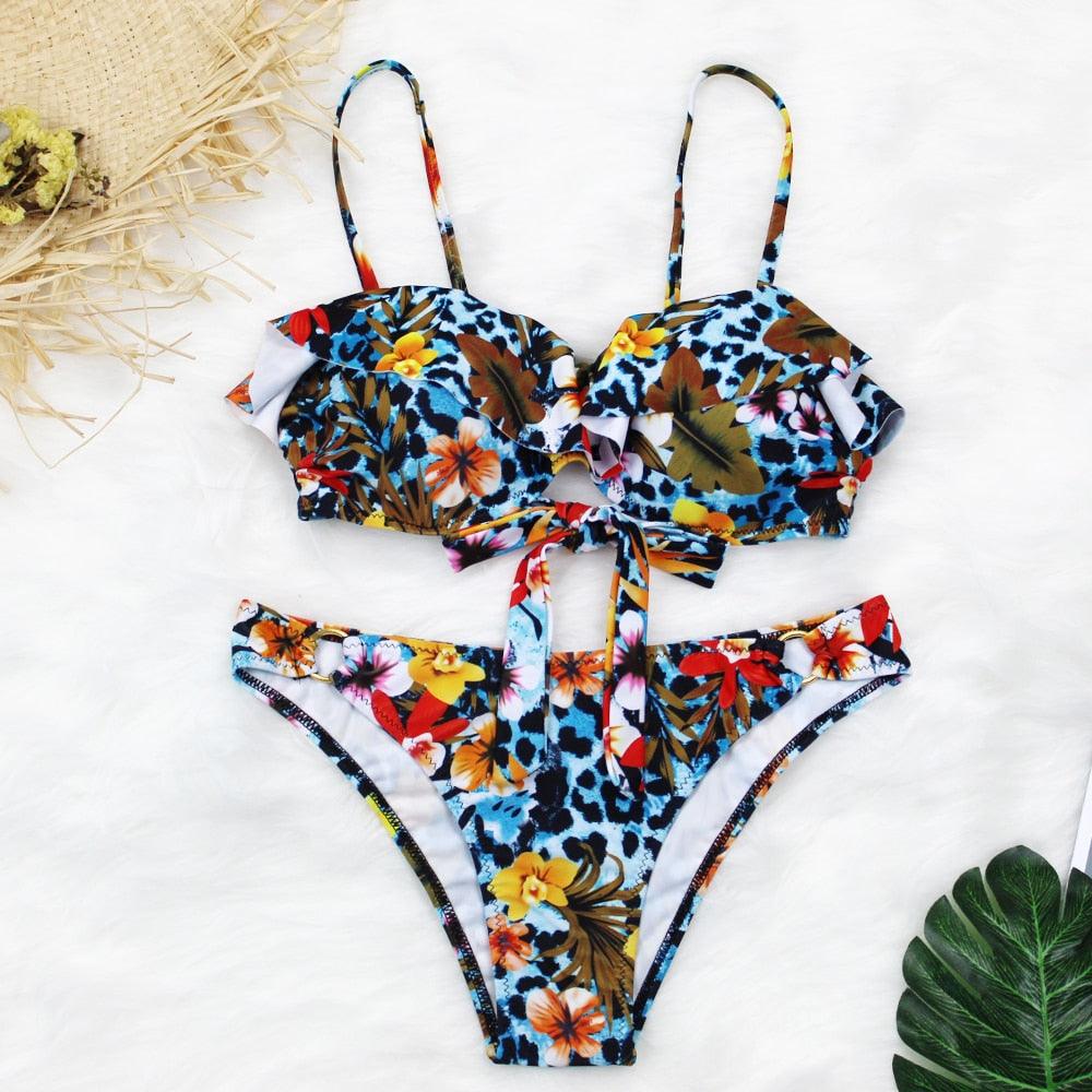 Female Two Piece Swimsuit Low Waist Bikini Floral Printing Swimwear Push Up Bathing Suit  Detachable Padded Push Up Striped Bikini Set Two Piece Swimsuit Ladies Vintage Lace Bikini Sets Beach Swimwear Stevvex
