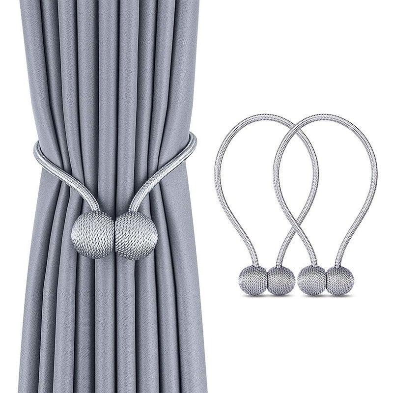 Magnetic Curtain Tieback Buckle Strap Holdbacks Magnet Clip For Curtain Rod Tie Backs Hanging Belts Rope Accessories Upgraded Curtain Buckles European Style Decorative Weave Rope Curtain Holdbacks Holder For Window Decor Curtain Clips Rope Straps Magnet Stevvex