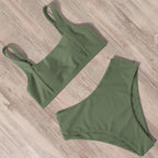 Swimwear Women Ribbed Bathing Suit Female Push Up Bikini Set Women's Bathing Suit Lace up Bikini Ribbed Two Piece Swimsuit Beachwear High Waist Bikini Women's Swimsuit Stevvex