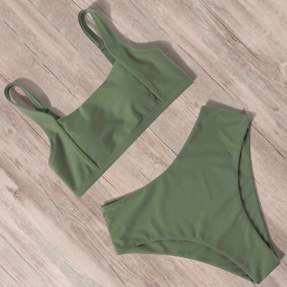 Swimwear Women Ribbed Bathing Suit Female Push Up Bikini Set Women's Bathing Suit Lace up Bikini Ribbed Two Piece Swimsuit Beachwear High Waist Bikini Women's Swimsuit Stevvex