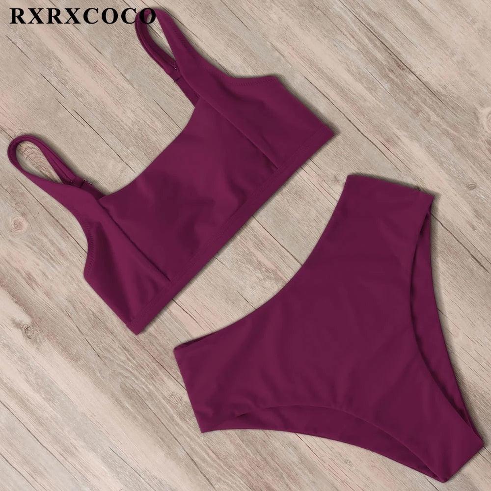 Swimwear Women Ribbed Bathing Suit Female Push Up Bikini Set Women's Bathing Suit Lace up Bikini Ribbed Two Piece Swimsuit Beachwear High Waist Bikini Women's Swimsuit Stevvex