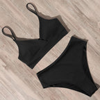 Swimwear Women Ribbed Bathing Suit Female Push Up Bikini Set Women's Bathing Suit Lace up Bikini Ribbed Two Piece Swimsuit Beachwear High Waist Bikini Women's Swimsuit Stevvex
