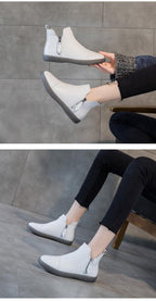 Women Genuine Leather Ankle Boots Warm Fur Waterproof Slip On Super Comfortable Booties Autumn Winter Shoes Keep Warm Anti-Slip Soft Sole Warm Fur Lined Winter Ankle Booties Stevvex