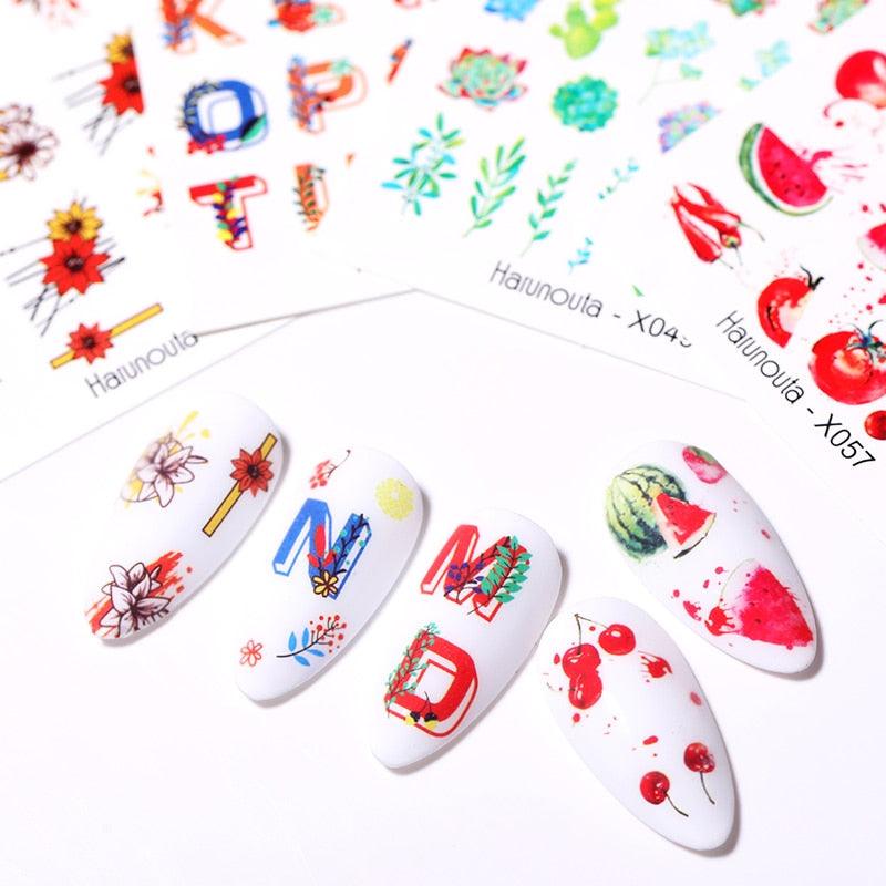 Nails Sticker Nail Art Decorations Flowers Leaves Decals Water Transfer Sliders Woman Face Fruit Foil Manicures Wraps  Water Transfer Nail Decals Sticker For Pretty Girl Self-Adhesive Nail Decals Designer Nail Stickers for Acrylic Decal Stevvex