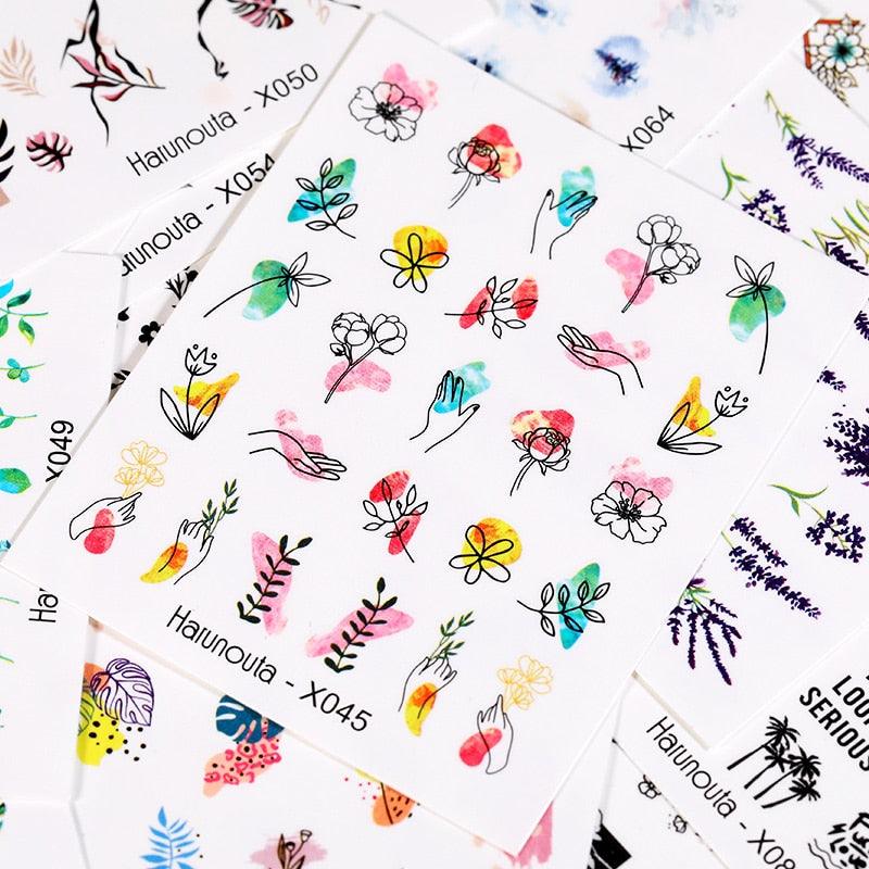 Nails Sticker Nail Art Decorations Flowers Leaves Decals Water Transfer Sliders Woman Face Fruit Foil Manicures Wraps  Water Transfer Nail Decals Sticker For Pretty Girl Self-Adhesive Nail Decals Designer Nail Stickers for Acrylic Decal Stevvex