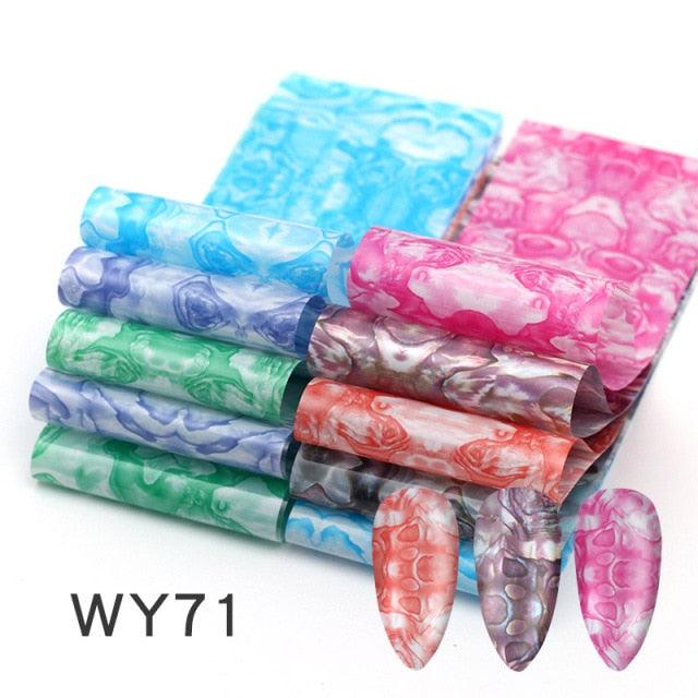 Holographic Nail Foil Transfer Set Sticker Decal Nail Art Foils Designer Marble Nail Decoration Sliders Wraps Manicure  Women Kids Girls Manicure Decoration Nail Art Supplies 3D Self-Adhesive Nail Decals Designer Nail Stickers for Acrylic Nails Stevvex