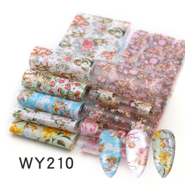 Holographic Nail Foil Transfer Set Sticker Decal Nail Art Foils Designer Marble Nail Decoration Sliders Wraps Manicure  Women Kids Girls Manicure Decoration Nail Art Supplies 3D Self-Adhesive Nail Decals Designer Nail Stickers for Acrylic Nails Stevvex