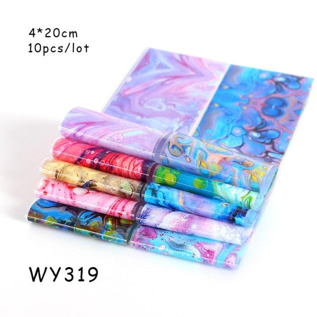 Holographic Nail Foil Transfer Set Sticker Decal Nail Art Foils Designer Marble Nail Decoration Sliders Wraps Manicure  Women Kids Girls Manicure Decoration Nail Art Supplies 3D Self-Adhesive Nail Decals Designer Nail Stickers for Acrylic Nails Stevvex