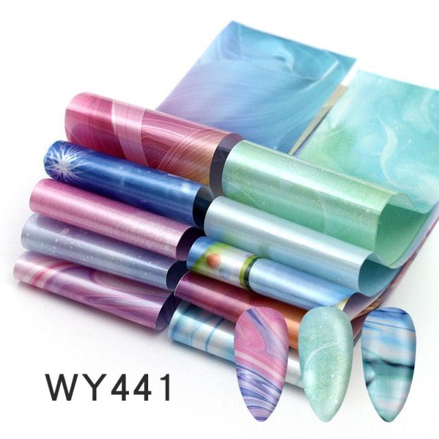 Holographic Nail Foil Transfer Set Sticker Decal Nail Art Foils Designer Marble Nail Decoration Sliders Wraps Manicure  Women Kids Girls Manicure Decoration Nail Art Supplies 3D Self-Adhesive Nail Decals Designer Nail Stickers for Acrylic Nails Stevvex
