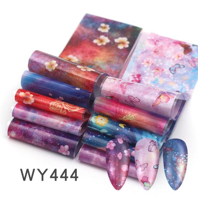 Holographic Nail Foil Transfer Set Sticker Decal Nail Art Foils Designer Marble Nail Decoration Sliders Wraps Manicure  Women Kids Girls Manicure Decoration Nail Art Supplies 3D Self-Adhesive Nail Decals Designer Nail Stickers for Acrylic Nails Stevvex